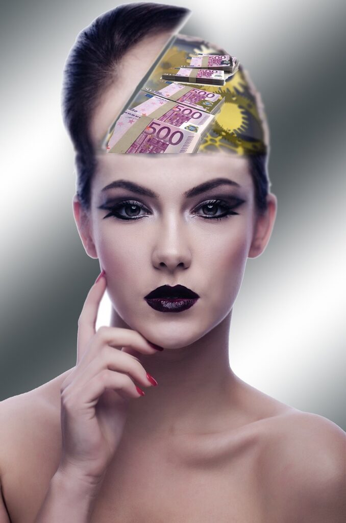 psychology, head, money, female, woman, think, throughts, read minds